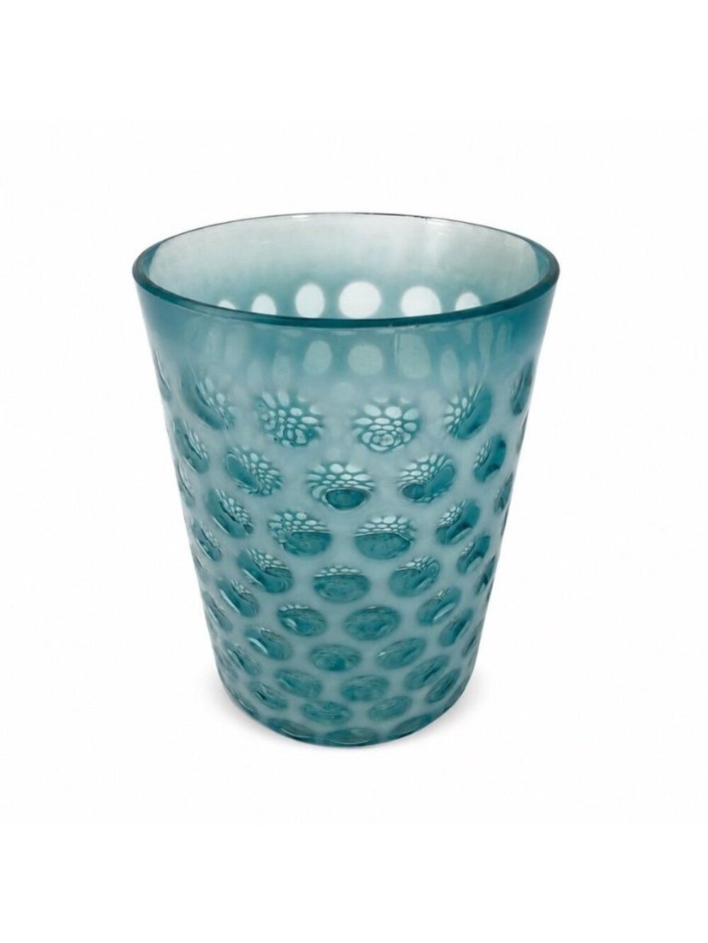 Tumbler Fenton coin dot Window Reverse Thumbprint Vintage Teal Turquiose Glasswa